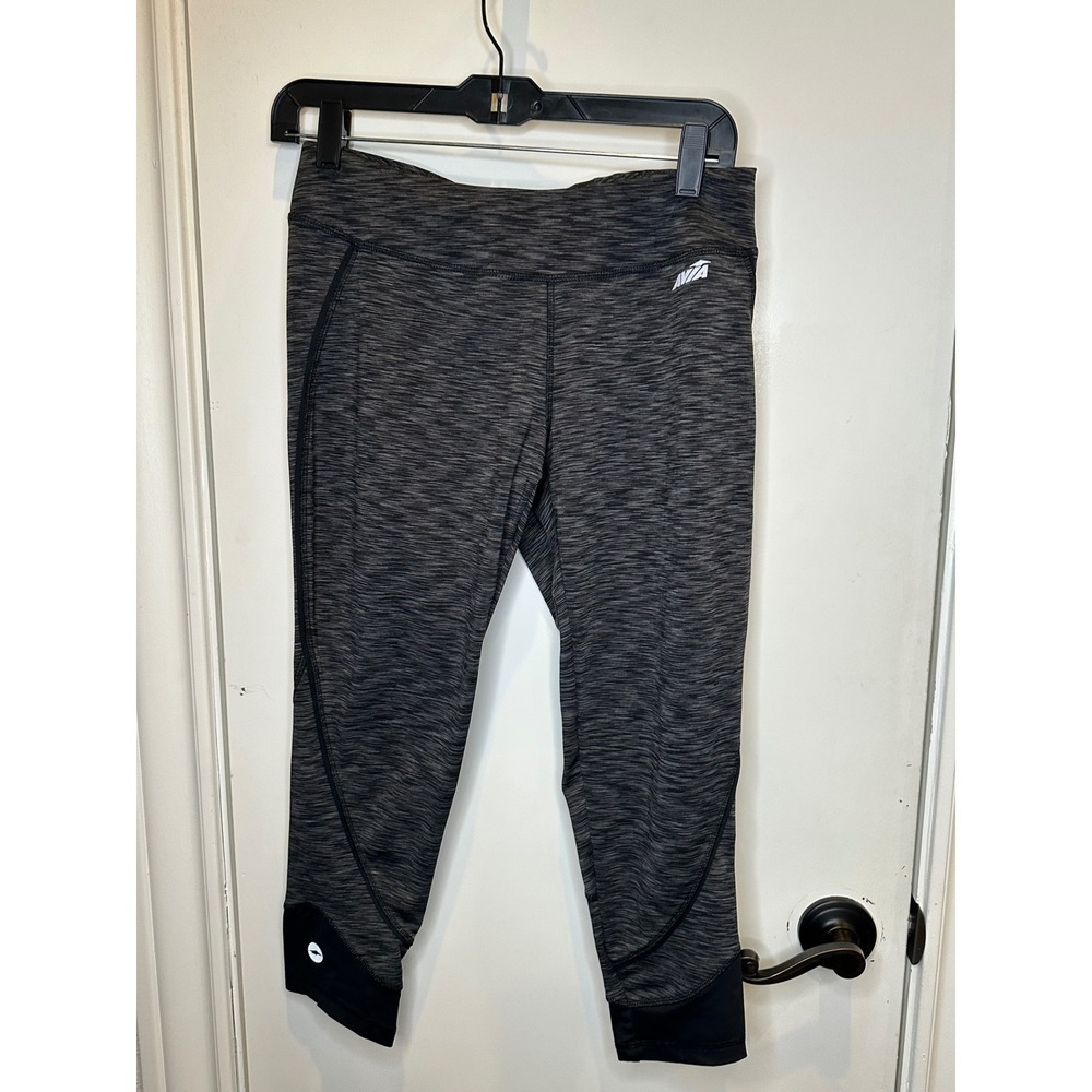 Avia Womens Space Dye Capri Leggings Gray Black Activewear Size M RH5W782